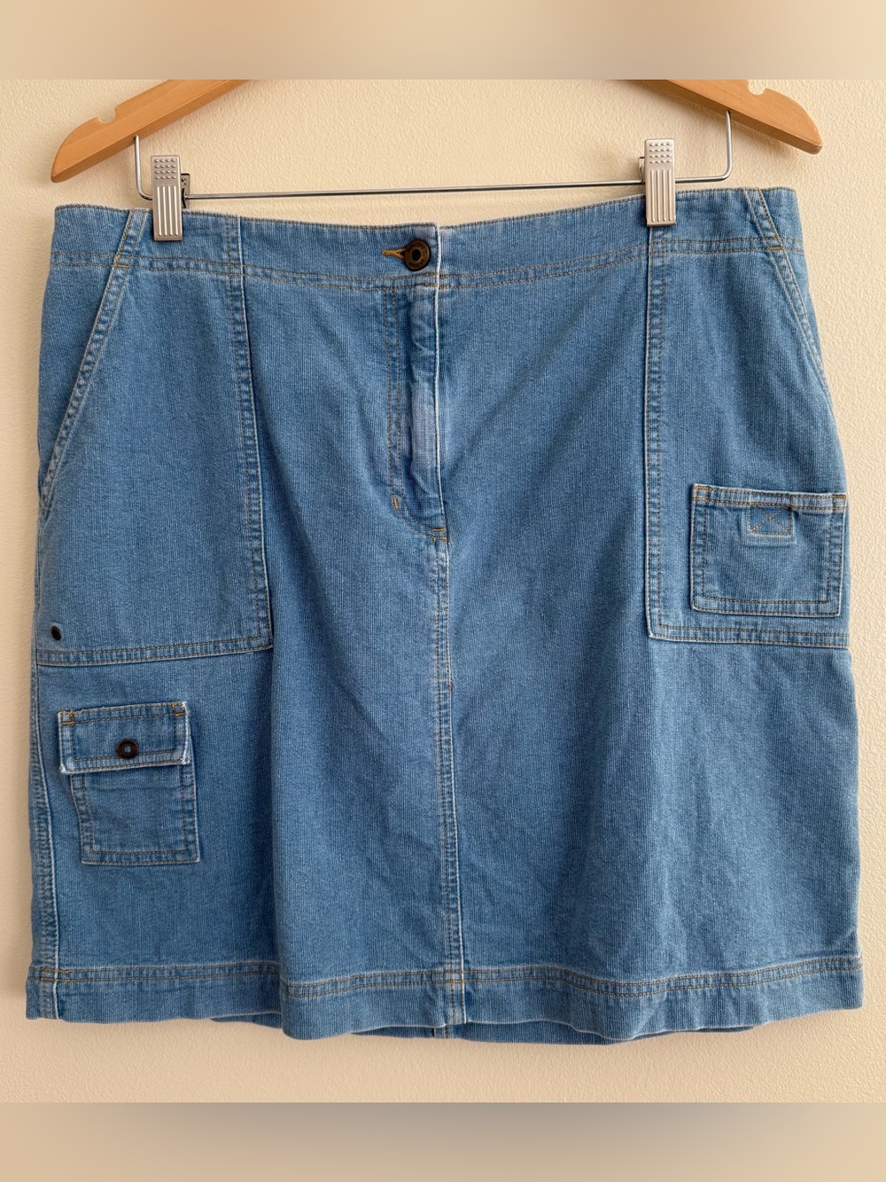 Vintage Jones New York Signature | Y2K Denim Cargo Skirt Floral Waist | Size 14